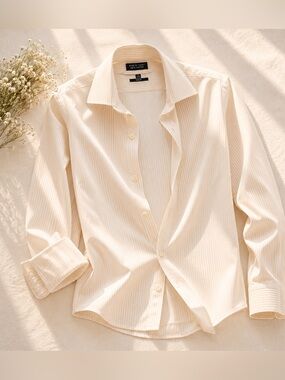 Sarar Light Beige Pinstripe Dress Shirt